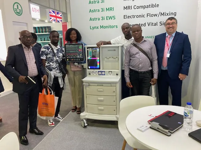 Visitors at the OES Medical stand at Arab Health 2024, with the Astra 3i